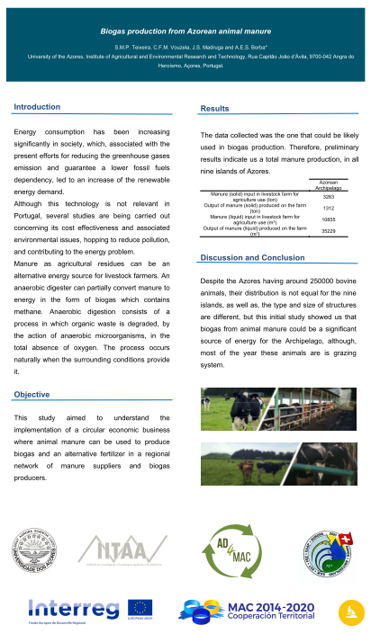 Biogas production from Azorean animal manure